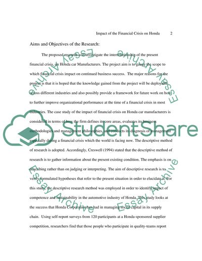 The Impact of Financial Crisis on Honda