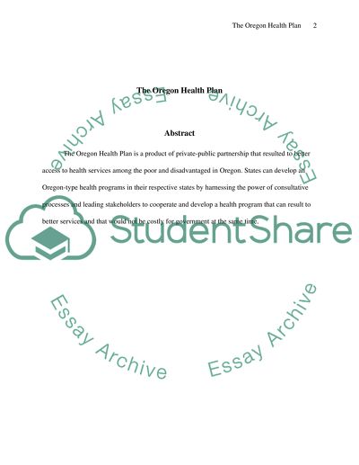 The Oregon Health Plan