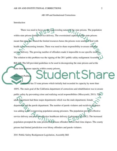 AB 109 and Institutional Corrections