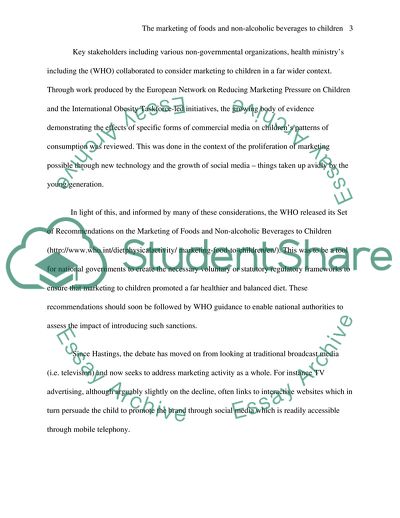 The Marketing of Foods and Non-Alcoholic Beverages to Children