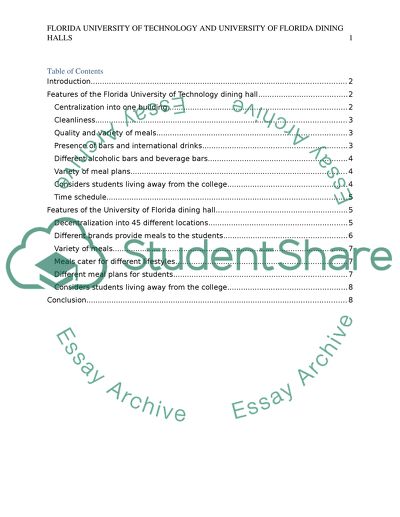 Comparison between Florida University of Technology and University of Florida Dining Halls