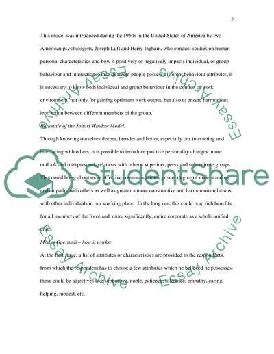 Discuss the concept of The Johari Window as a model for personal and group development