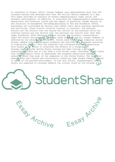 Lower Division Capstone: Google Company