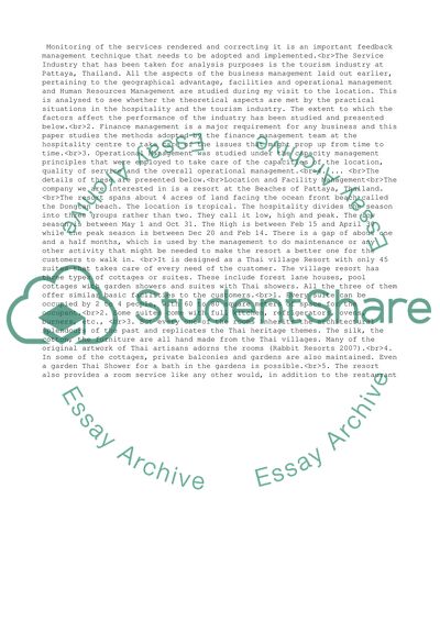 Management Service and Operation Tourism Industry at Pattaya, Thailand