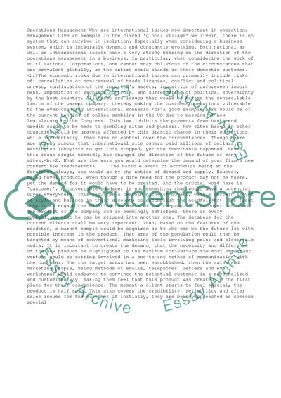 Operations Management In Dynamic Business Systems