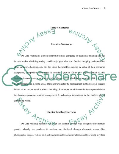 Business Model of On-Line Retaining