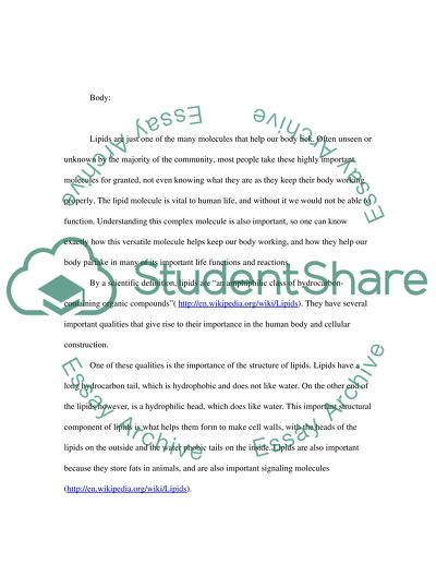 Lipids as Important Molecules