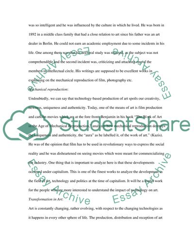 Description of the Work of Art in the Age of Mechanical Reproduction