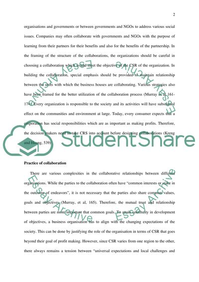 Collaborating to Achieve CSR and Sustainability by Murray