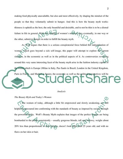 Women Studies: Beauty Myth and the Contemporary Woman