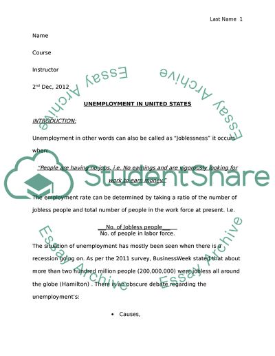 Unemployment in the United States