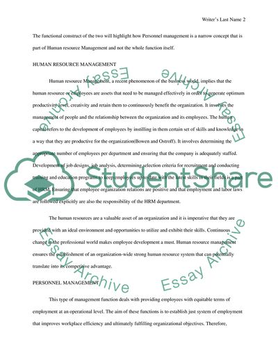 Differences between Human Resource Management and Personnel Management