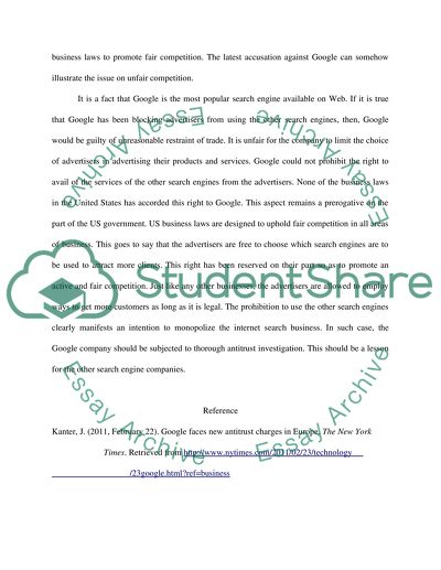 Analyzing a Business Legal Issue: The Antitrust Charges Against Google