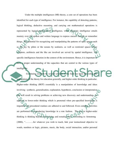 MI and Promoting Higher-Order Thinking