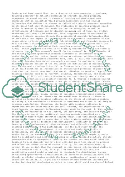 Training and Development