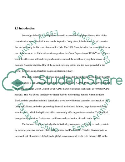Sovereign Default Risk in the Euro Zone