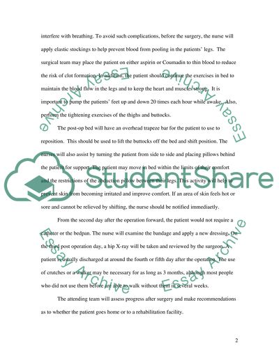 Care of a Patient with Right Hip Replacement Surgery