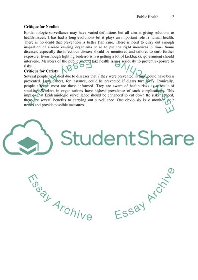 Public Health Critique