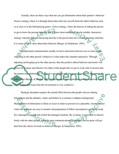 Interpersonal Communication Theory