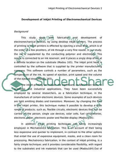 Inkjet Printing of Electromechanical Devices