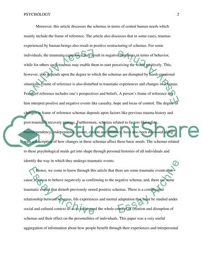 Cognitive SchemasPsychology Article