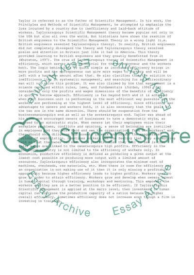 Taylors Scientific Management Theory and McClellands Needs Theory