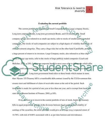 Risk Tolerance & need to diversify