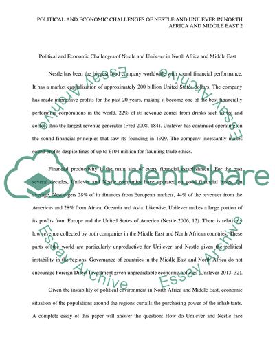 Political and Economic Challenges of Nestle and Unilever in North Africa and Middle East