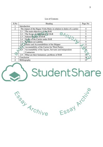 The Impact of the Hague-Visby Rules about Duties of a Carrier