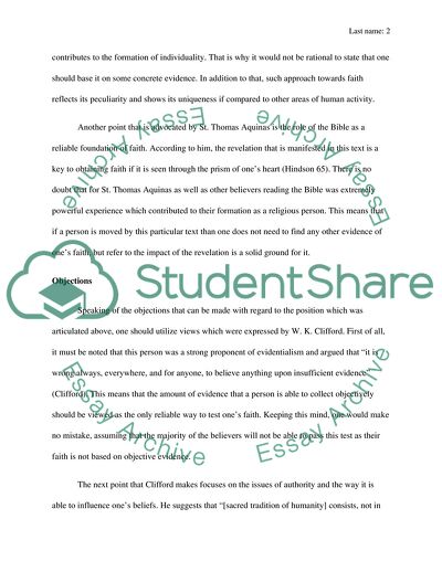 Evidentialist Arguement