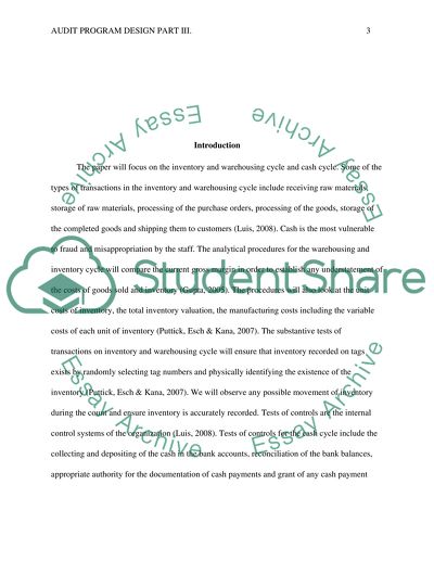 Audit Program Design Part III