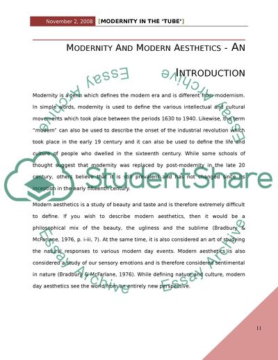 Modernity and Modern Aesthetics