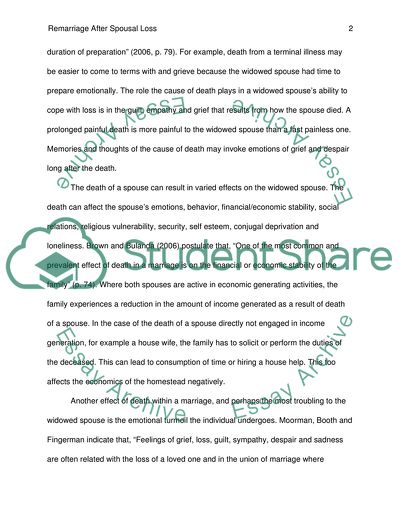 Remarriage after Spousal Loss - Factors in Successful Second Marriage