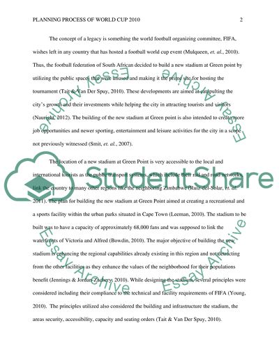 Planning Process of World Cup 2010