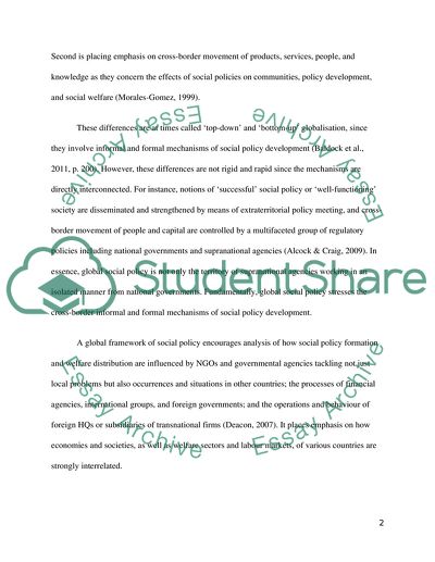 Challenges to Social Policy in Relation to Globalisation