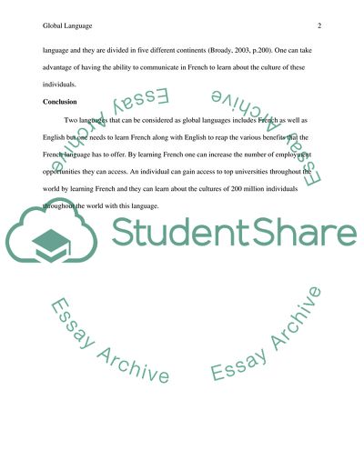 Global Language: Learning French and the English Language