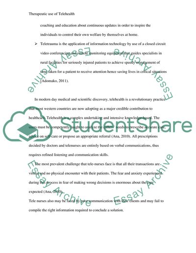 Therapeutic use of Telehealth