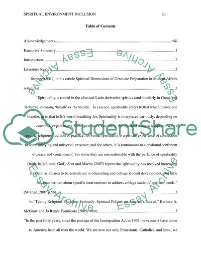 Spiritual and Religious Environment Inclusion