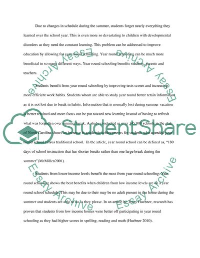 Year Round School System, Better Than Summer Vacation