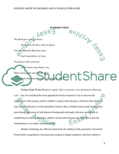 Journey Motif in Children and Juvenile Literature