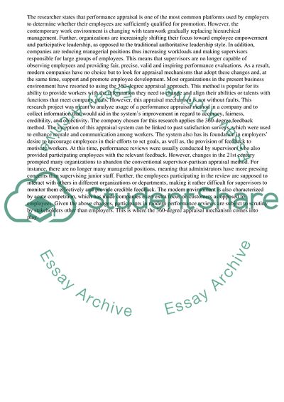 The Appraisal System of a Company and Its Strengths and Weaknesses