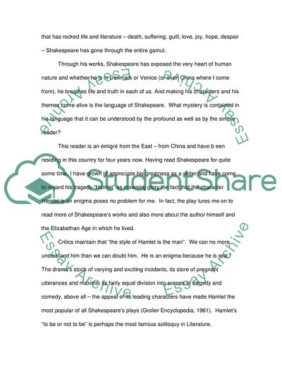 Shakespeares Universal Appeal as Shown in Hamlet
