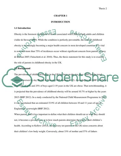 What is the evidence on Parents or Family role in Childhood Obesity in UK