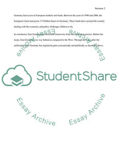 What are the pros of unification on East Germany