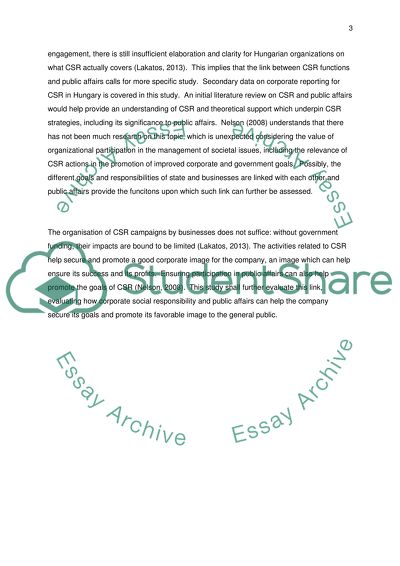 Relationship between CSR Strategies and Public Affairs in Hungary