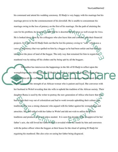 Close Reading - Xala Written by Ousmane Sembene