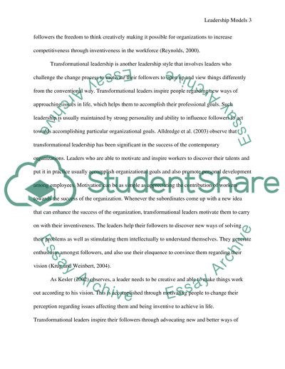Compare and contrast leadership models: transactional, transformational and path goal theory