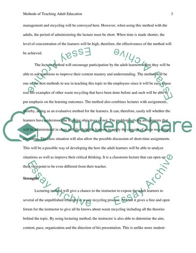 Methods of Teaching Adult Education