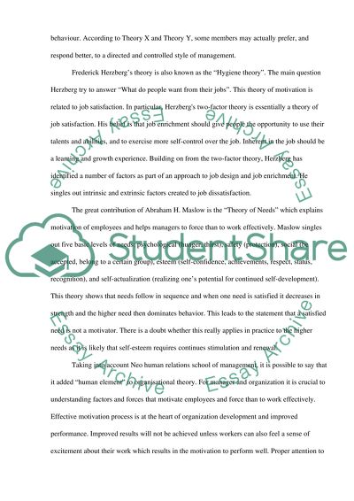 Describe the contribution of the Neo Human Relations School of Management to the Development of Organisational Theory