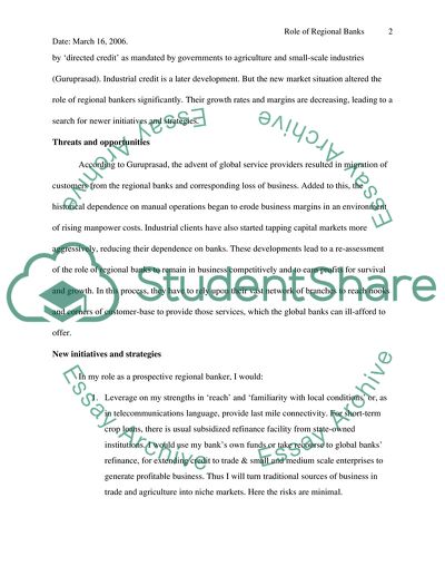 Role of Regional Banks in Globalised Economies